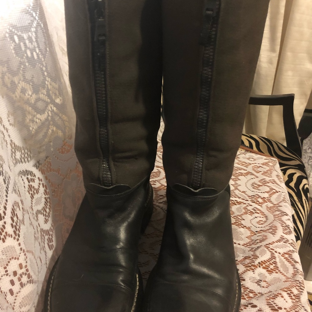 Prada green and black combat boots
